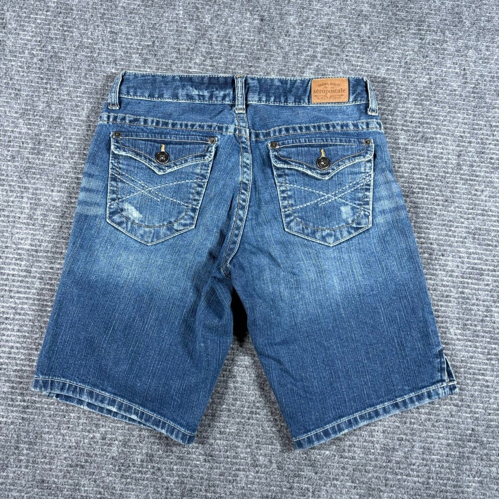 Aeropostale Bermuda Shorts Womens 3/4 Blue Excellent Distressed Denim Vtg Style